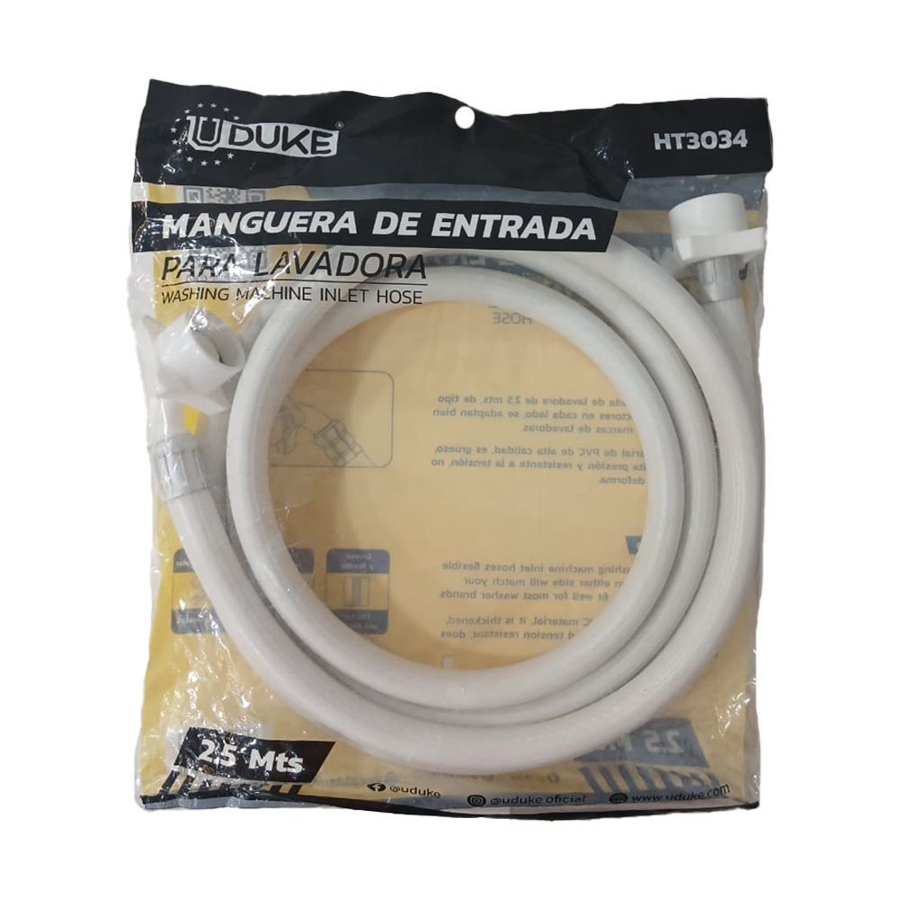 MANGUERA LAVADORA LLENADO BLANCA 2.5M (HT3034) UDUKE