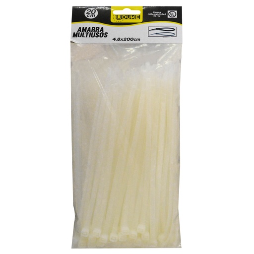 AMARRA PLASTICA UDUKE BLANCA 2.5X150MM (15 CM) (100 UNDS) (HT70019)