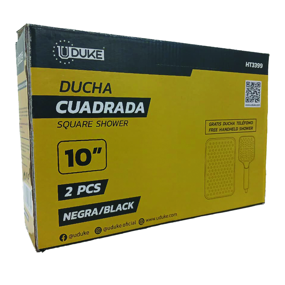 JUEGO DE DUCHA REDONDA + DUCHA TELEFONO CUADRADA 10" ABS UDUKE (HT3399)