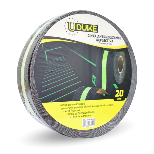 CINTA ADHESIVA ANTIDESLIZANTE 2 X 20 MTS REFLECTIVA NEGRA UDUKE (HT90376