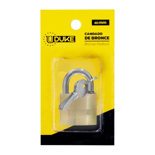 CANDADO 40MM BRONCE FINO EN BLISTER UDUKE (GARANTIA 5 ANOS)