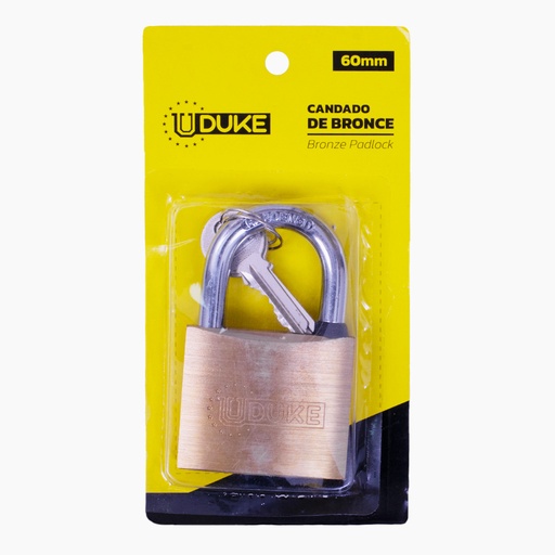 CANDADO 60MM BRONCE FINO EN BLISTER UDUKE (GARANTIA 5 AÑOS)