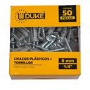 CHAZO PLASTICO CON TORNILLO 1/4 X 50UNDS (HT1238)