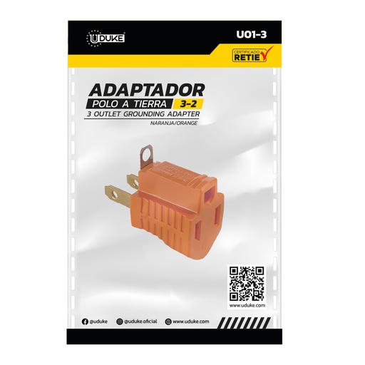 CONVERTIDOR POLO A TIERRA 3A2 NARANJA UDUKE (U01-3)