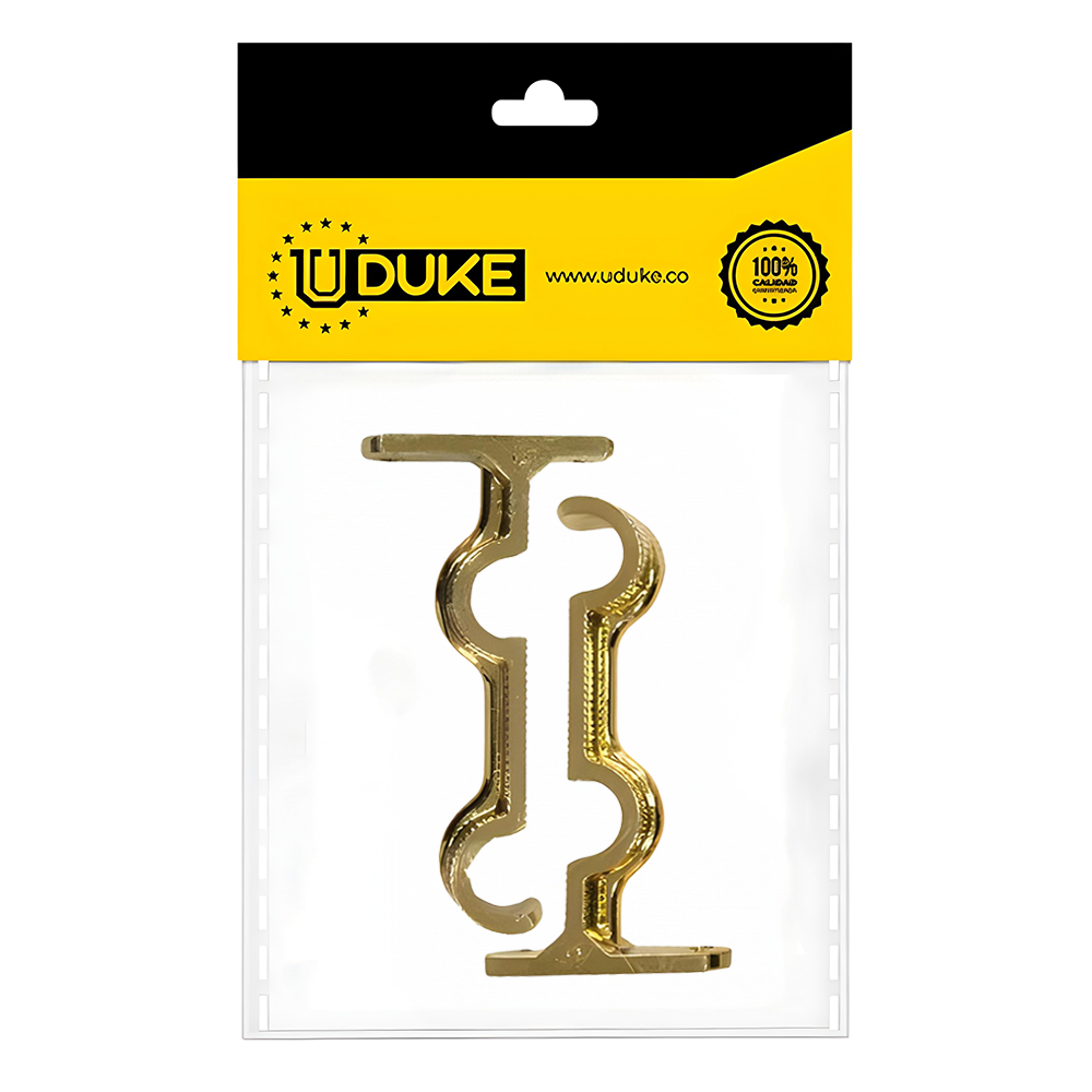 ACCESORIO CORTINERO SOPORTE MURO DOBLE DORADO DE 3/4 PAQ X 2 UDUKE