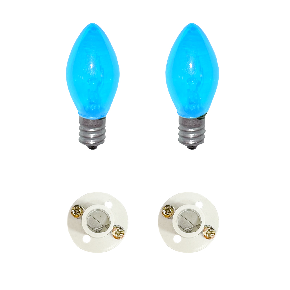 BOMBILLO CANDELABRO SENCILLO AZUL + SOKET CANDELABRO PASTA PQT X 2 UDUKE