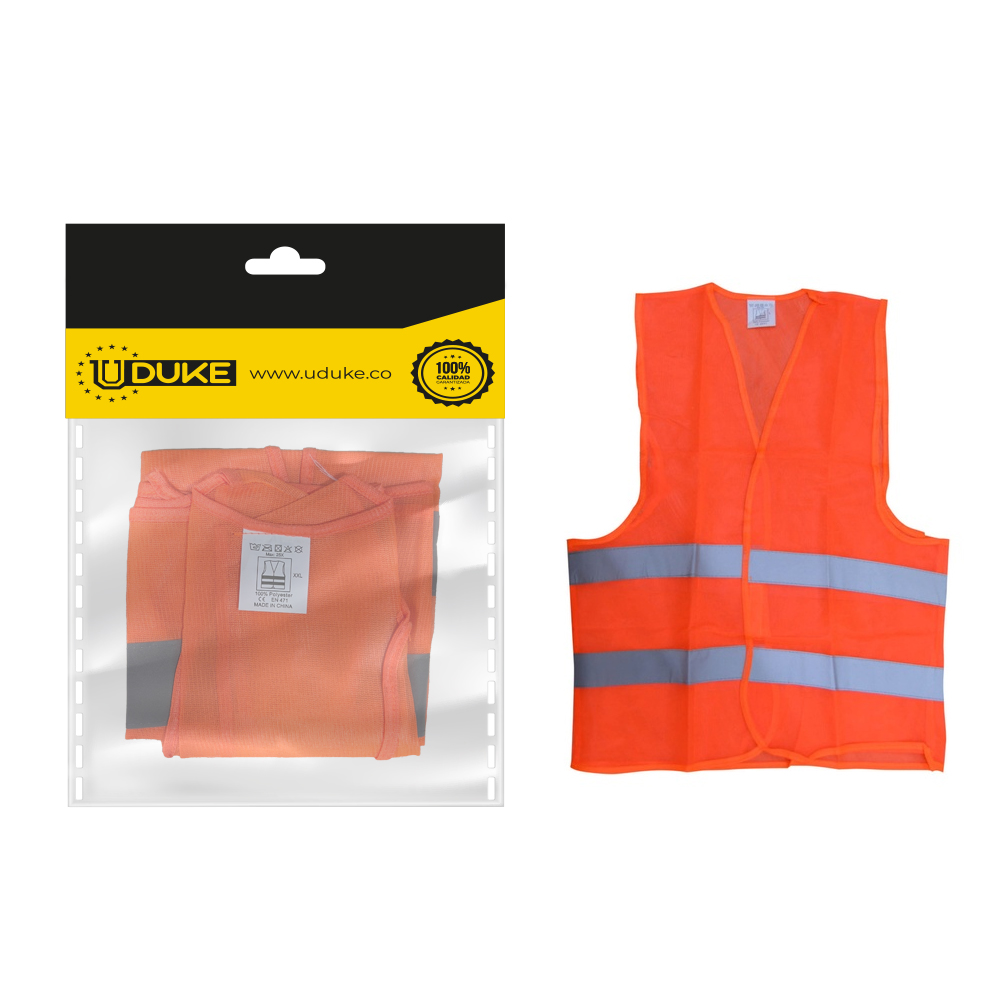 CHALECO SEGURIDAD FLUORESCENTE NARANJA PQT X 1 UDUKE