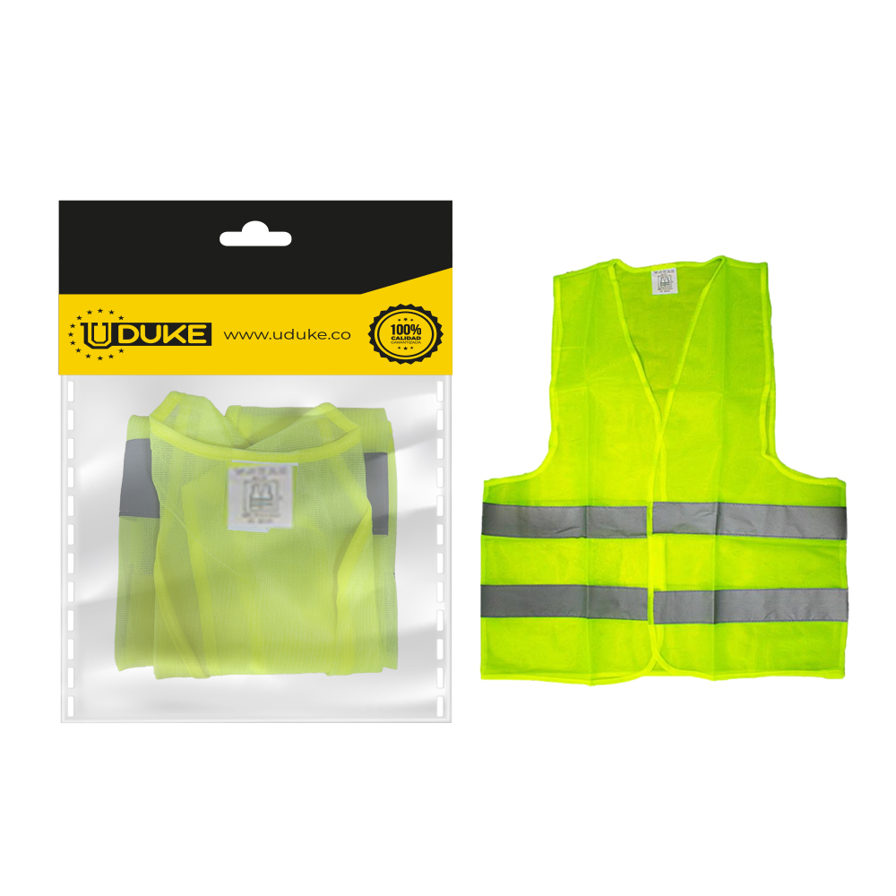 CHALECO SEGURIDAD FLUORESCENTE VERDE PQT X 1 UDUKE