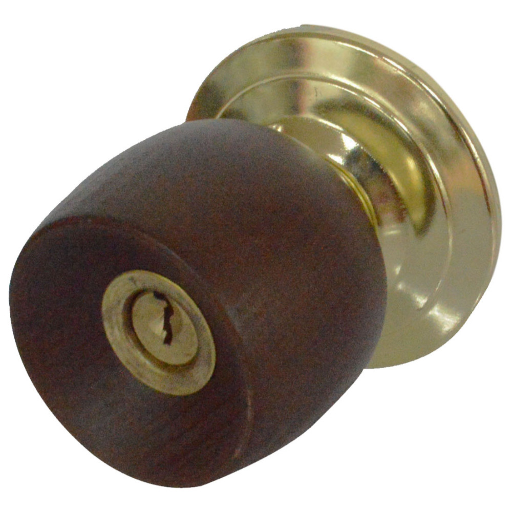 CHAPA BOLA ALCOBA P/MADERA UDUKE COLOR CAFE OSCURA T-SAFE ESCUDO DORADO (5831-FJM) (HT20178)