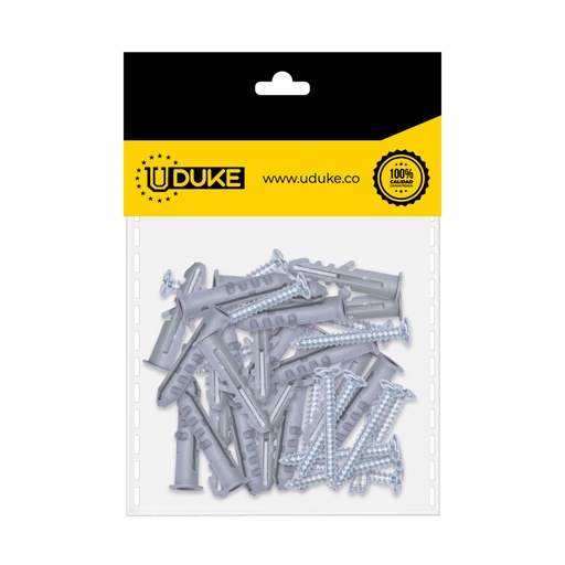 CHAZO CON TORNILLO 1/4" PLASTICO PQT X 25 UDUKE