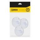 CHUPA ADHESIVA TRANSPARENTE # 4 CON GANCHO PLASTICO PQT X 3 UDUKE