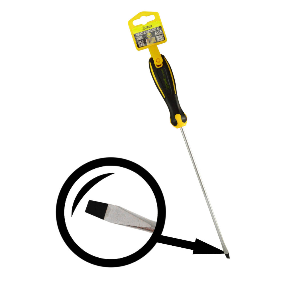 DESTORNILLADOR UDUKE MANGO CAUCHO 1/4X8 C/V (-) (HT80202)