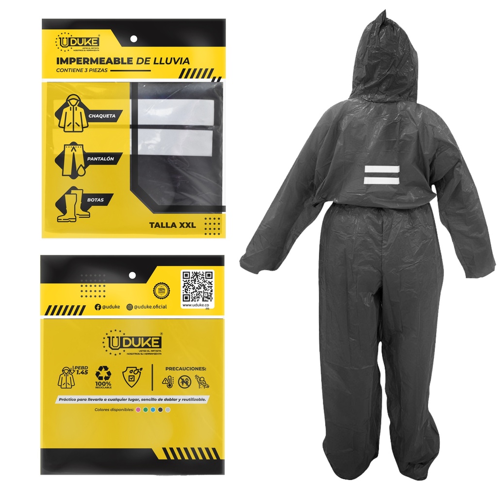 IMPERMEABLE PARA MOTO PLASTICO COMPLETO REFLECTIVO CON SOLAPA TALLA XXL