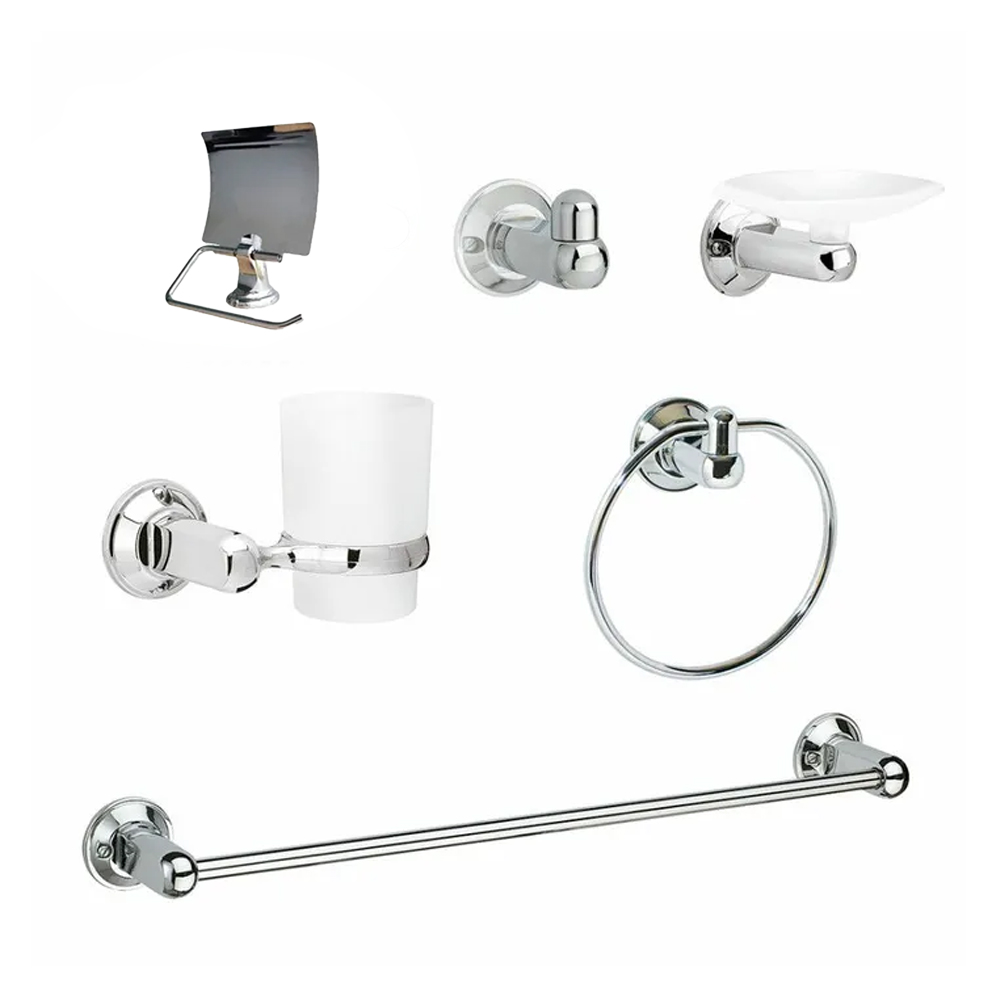 KIT ACCESORIOS PARA BAÑO X 6 PIEZAS CROMADO UDUKE  (HT2162)