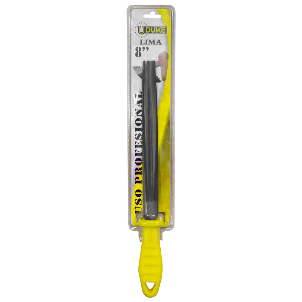 LIMA MEDIA CAÑA 8" CON MANGO AMARILLO EN BLISTER UDUKE (HT90309)