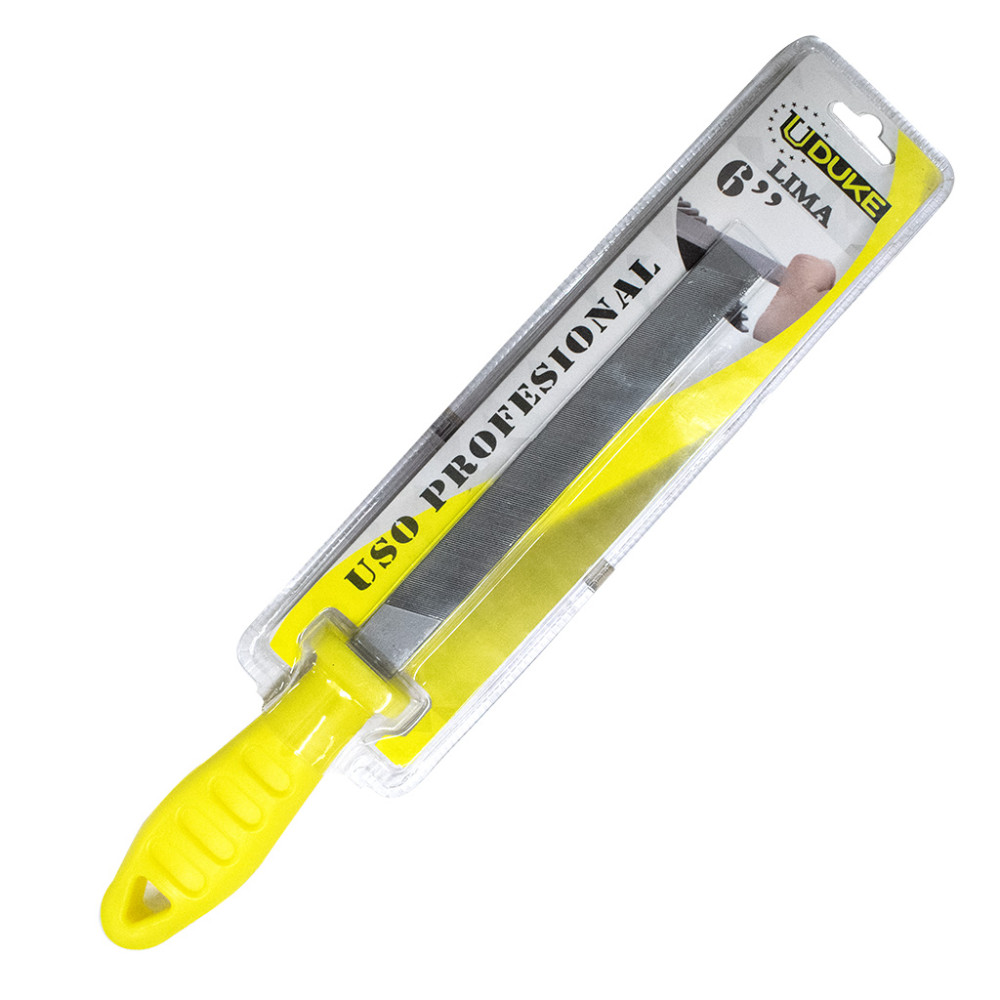 LIMA PLANA 6 CON MANGO AMARILLO EN BLISTER UDUKE (HT1410)