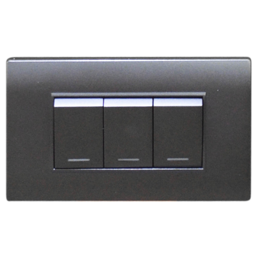 LINEA BK PLUS GRIS INCRUSTAR SWICHE TRIPLE CONMUTABLE 110-220 (118K-03-3W-FMGRY) (HT20706)
