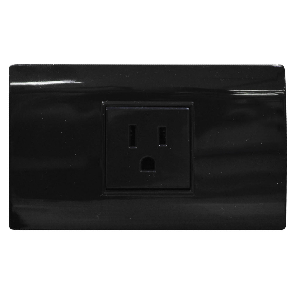 LINEA BK PLUS NEGRA INCRUSTAR TOMA SENCILLO 110-220 (118K-08-BLK) (HT20723)