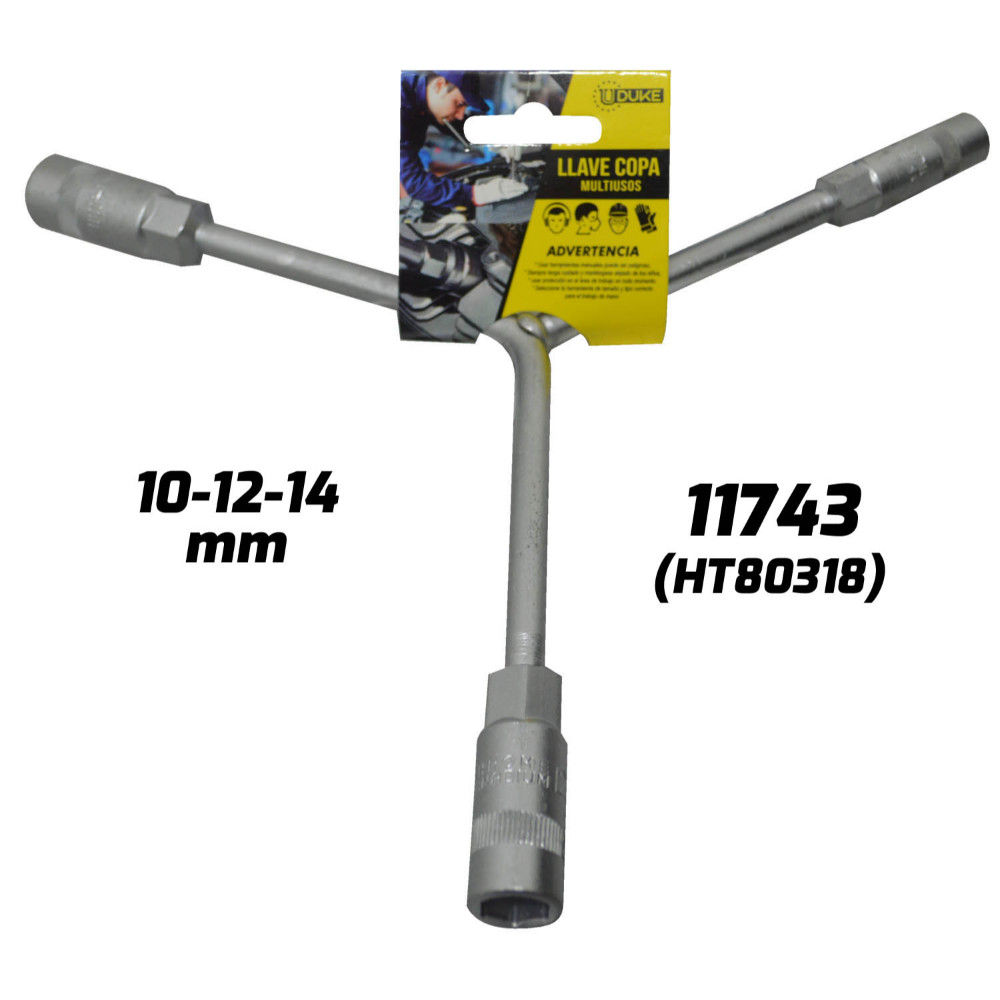 LLAVE COPA EN Y CON CUADRANTE UDUKE 10-12-14 MM (HT80318)