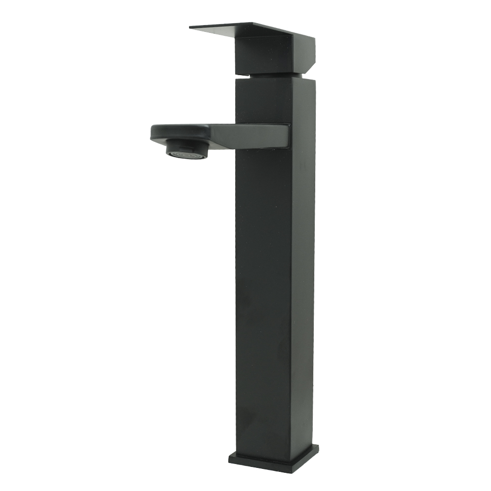 LLAVE LAVAMANOS MONOCONTROL ACERO INOXIDABLE  CUADRADA NEGRA ALTA 30CM UDUKE (HT2031)