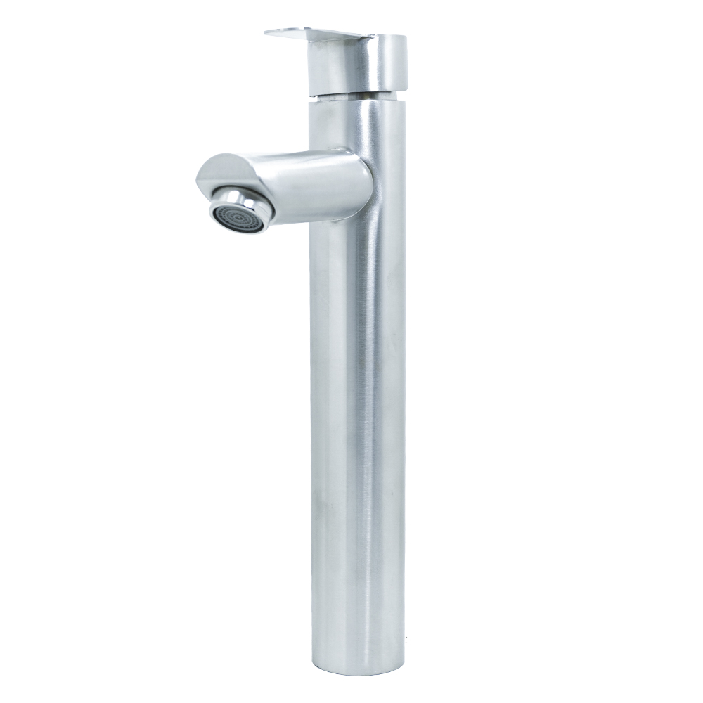 LLAVE LAVAMANOS MONOCONTROL ACERO INOXIDABLE REDONDA SATINADA  ALTA 30 CM UDUKE (HT2037) 