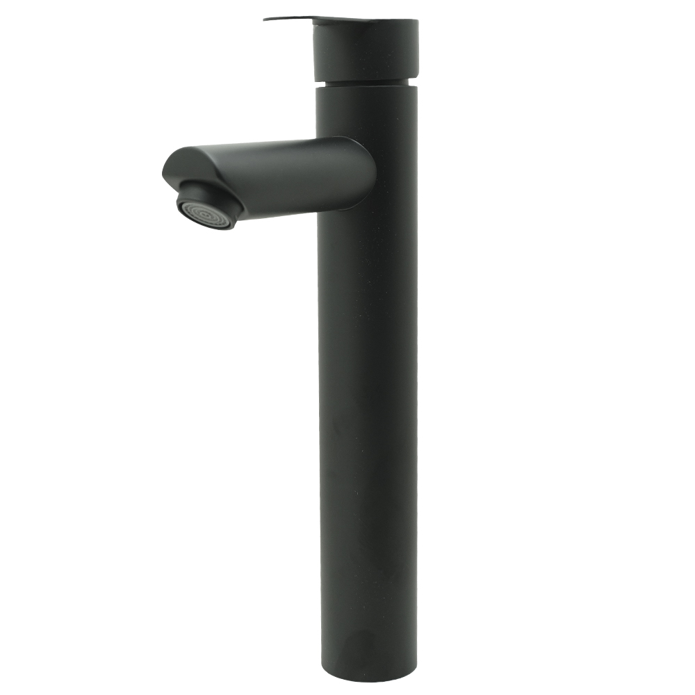 LLAVE LAVAMANOS MONOCONTROL ACERO INOXIDABLE REDONDA NEGRA ALTA 30CM  UDUKE (HT2035) 