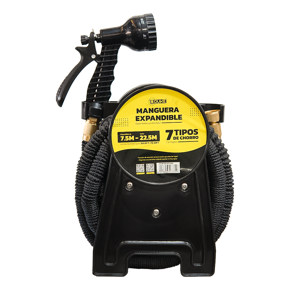 MANGUERA EXPANDIBLE CON PISTOLA 22.5 MTS UDUKE EN CARRETO (HT1286)