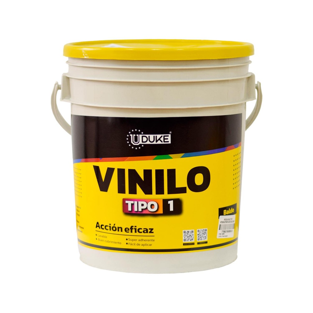 PINTURA VINILO TIPO 1 INTERIOR - EXTERIOR BLANCO BALDE (UDUKE)