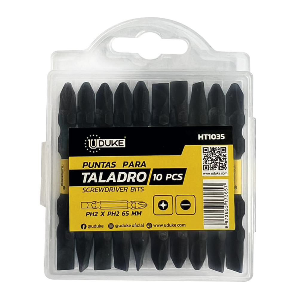 PUNTAS TALADRO DOBLE X 10PCS PALA Y ESTRIA UDUKE (HT1035)