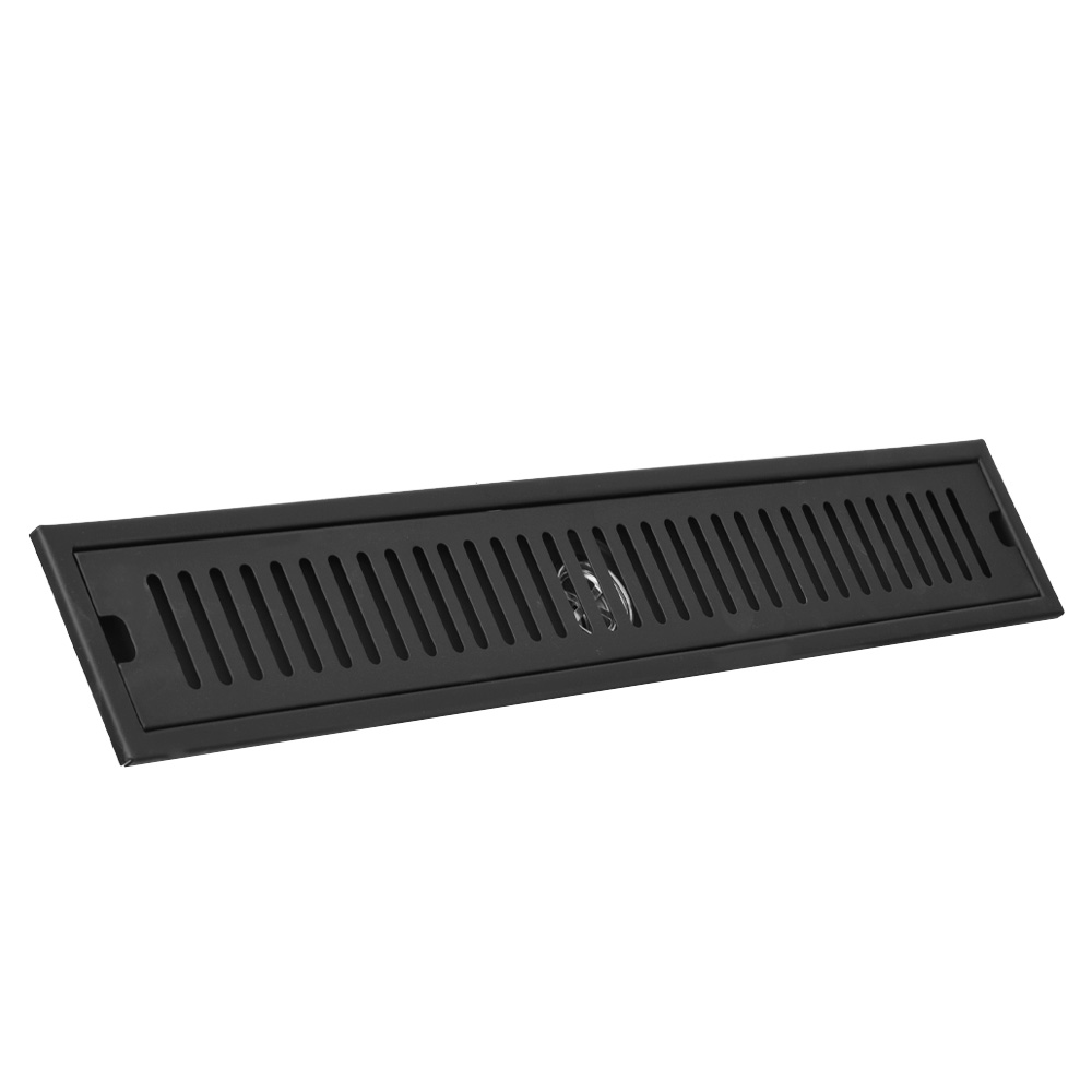 REJILLA SIFON PISO CORRIENTE ACERO INOXIDABLE  
NEGRA
10x60CM UDUKE (HT1593)