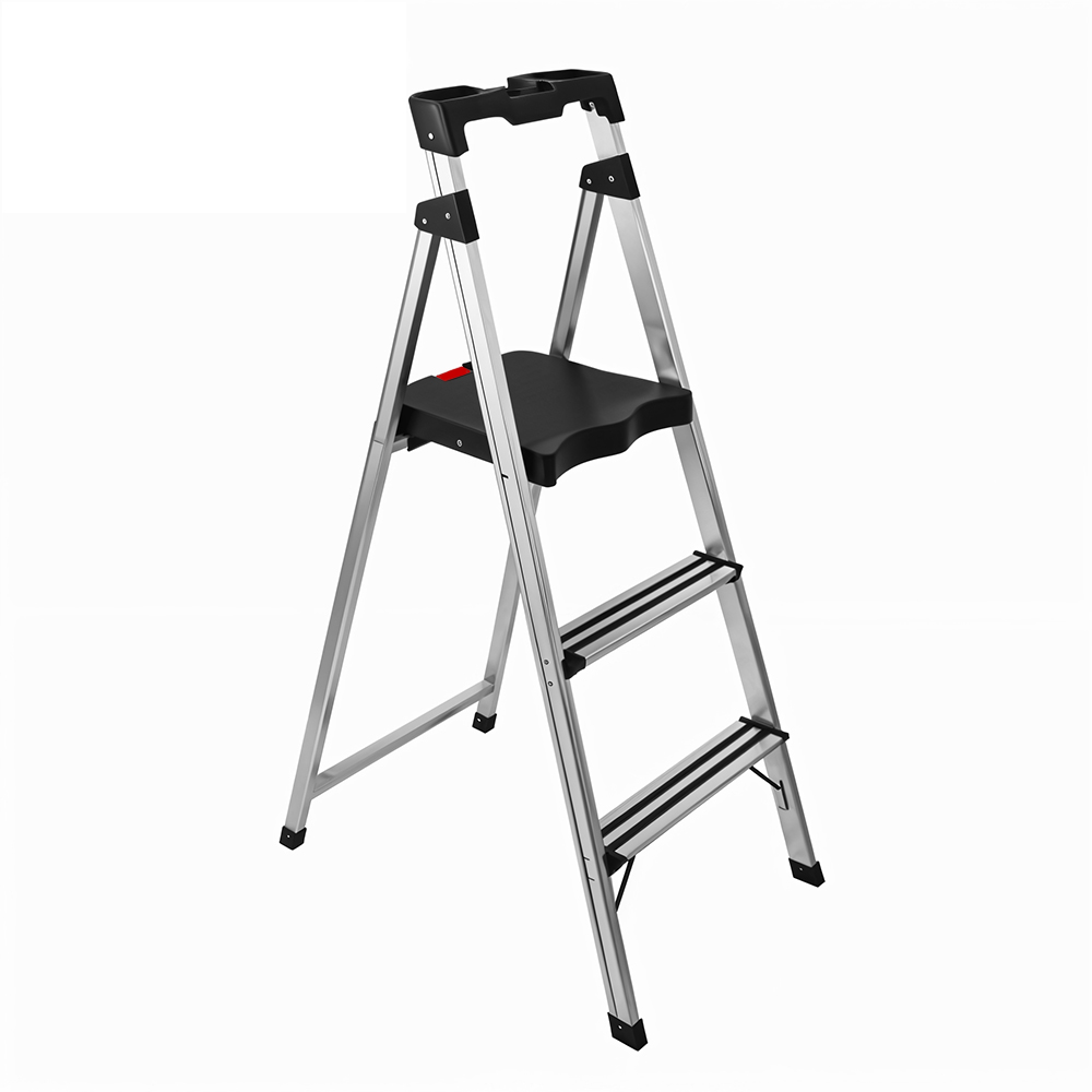 ESCALERA DE ALUMINIO 2 PELDAÑOS CAP 150 KILOS USO INDUSTRIAL UDUKE CON PLATAFORMA PLASTICA (HT3172)