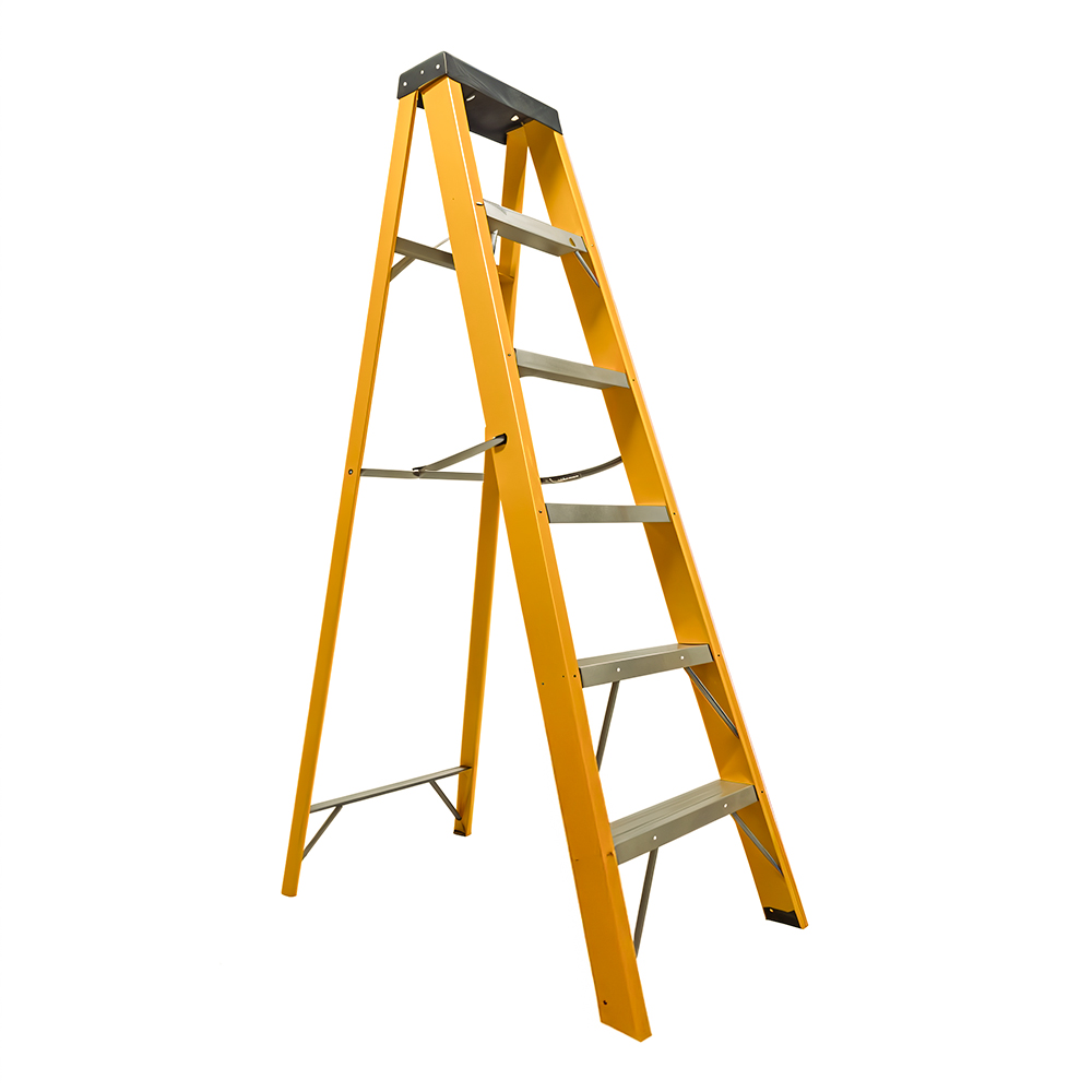 ESCALERA DE FIBRA DE VIDRIO 5 PELDANOS CAP 150 KILOS USO INDUSTRIAL UDUKE CON PLATAFORMA (HT3182)