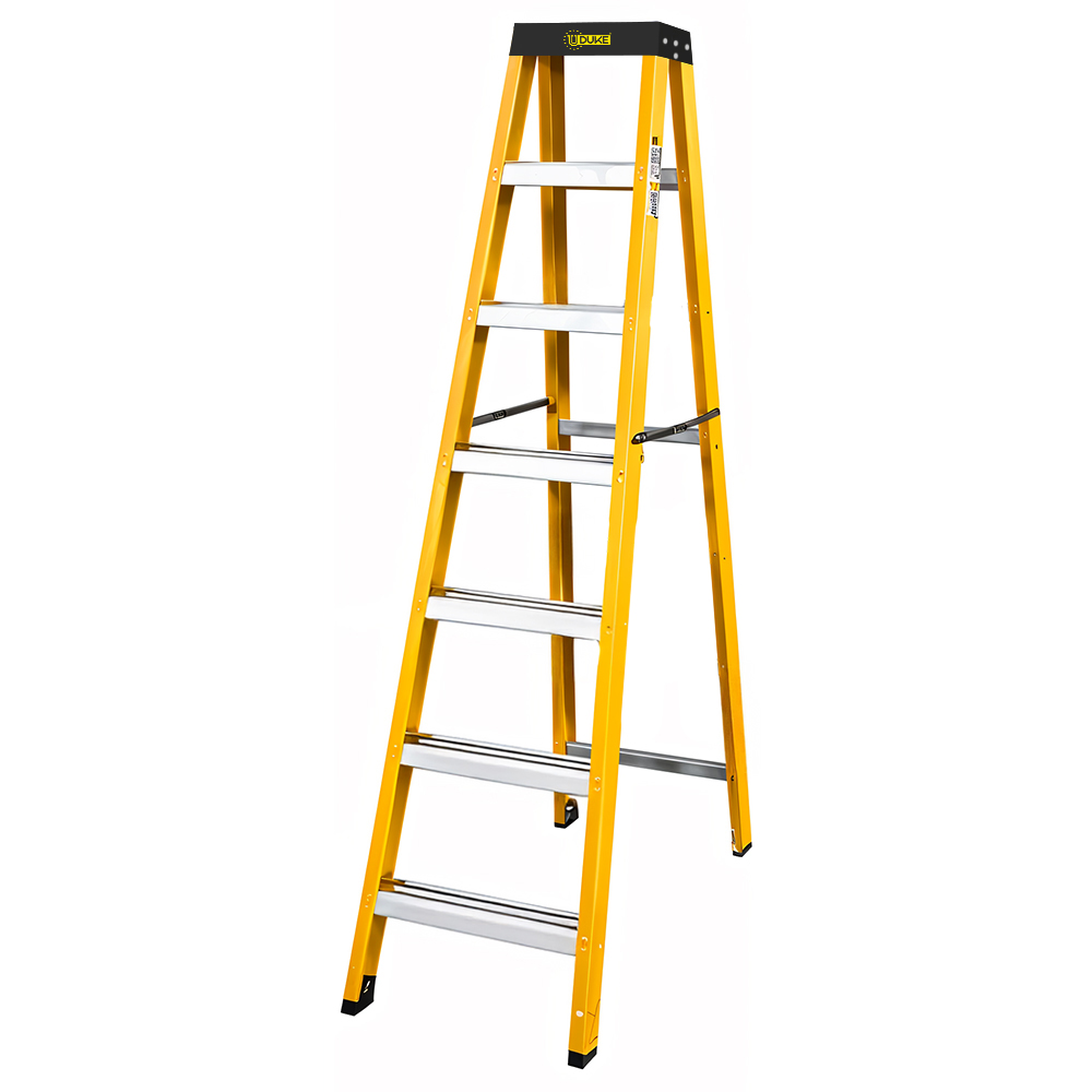 ESCALERA DE FIBRA DE VIDRIO 6 PELDANOS CAP 150 KILOS USO INDUSTRIAL UDUKE CON PLATAFORMA  (HT3183)