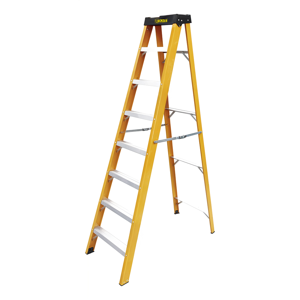 ESCALERA DE FIBRA DE VIDRIO 7 PELDANOS CAP 150 KILOS USO INDUSTRIAL UDUKE CON PLATAFORMA  (HT3184)