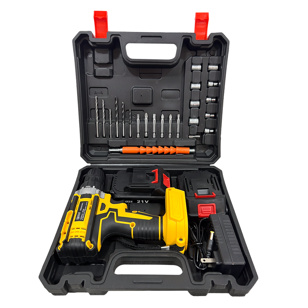 TALADRO ATORNILLADOR INALAMBRICO 21V INCLUYE 2 BATERIAS, CARGADOR Y 24 PZS UDUKE (HT3387)