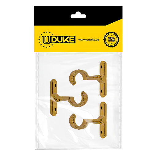 [8733K] ACCESORIO CORTINERO SOPORTE MURO DORADO DE 1 PAQ X 3 UDUKE