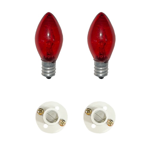 [135RK] BOMBILLO CANDELABRO SENCILLO ROJO + SOKET CANDELABRO PASTA PQT X 2 UDUKE