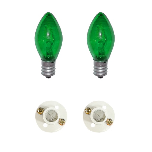 [135VK] BOMBILLO CANDELABRO SENCILLO VERDE + SOKET CANDELABRO PASTA PQT X 2 UDUKE