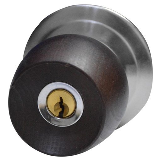 [2593A] CHAPA BOLA ALCOBA P/MADERA UDUKE COLOR CAFE OSCURA ESCUDO CROMADO (5831-SJM) (HT20176S)