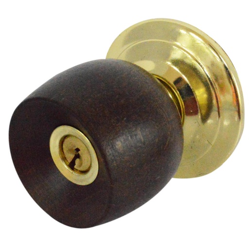 [2593] CHAPA BOLA ALCOBA P/MADERA UDUKE COLOR CAFE OSCURA ESCUDO DORADO (5831-SJM) (HT20176)