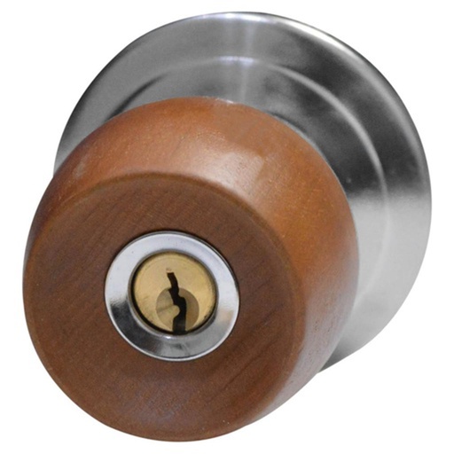 [4668A] CHAPA BOLA ALCOBA P/MADERA UDUKE COLOR MIEL ESCUDO CROMADO (5831-QJM) (HT20175S)