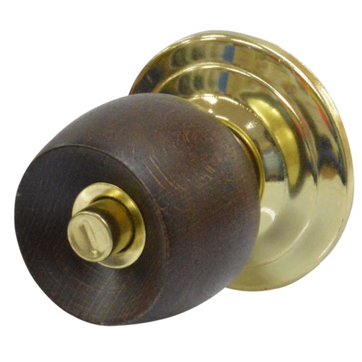 [7000] CHAPA BOLA BANO P/MADERA UDUKE COLOR CAFE OSCURA T-SAFE ESCUDO DORADO (5832-FJM) (HT20186)
