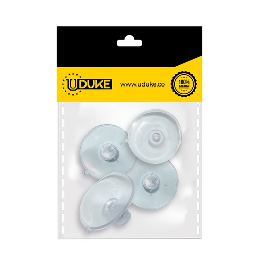 [5045K] CHUPA ADHESIVA TRANSPARENTE GRANDE SIN GANCHO PQT X 4 UDUKE