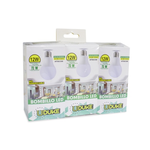 [P8794] COMBO X 3 BOMBILLO LED 12W UDUKE LUZ DIA E27 MULTIVOLTAGE (6500K)(HT80398)
