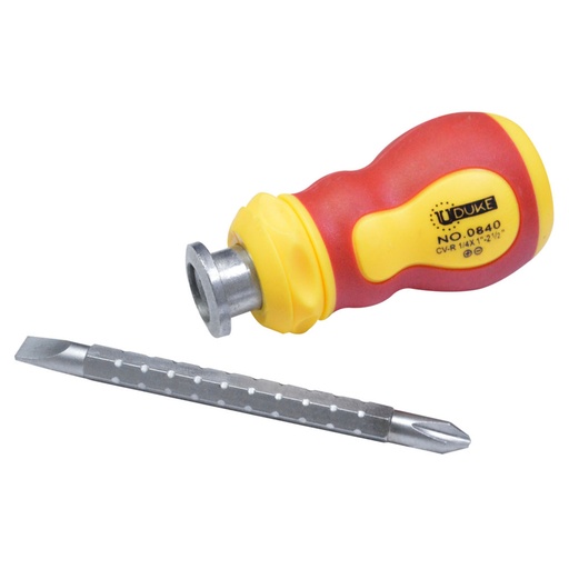 [8270] DESTORNILLADOR DOBLE PUNTA UDUKE PUNO C/V AMA/ROJO CON SEGURO (HT50035)(1/4X1-21/2)