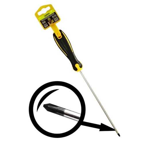 [11075] DESTORNILLADOR UDUKE MANGO CAUCHO 1/4X8 C/V (+) (HT80205)