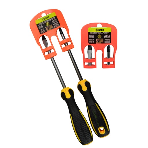 [11078] DESTORNILLADOR UDUKE X 2 MANGO CAUCHO 1/4X4 C/V (-)(+) (HT80208)