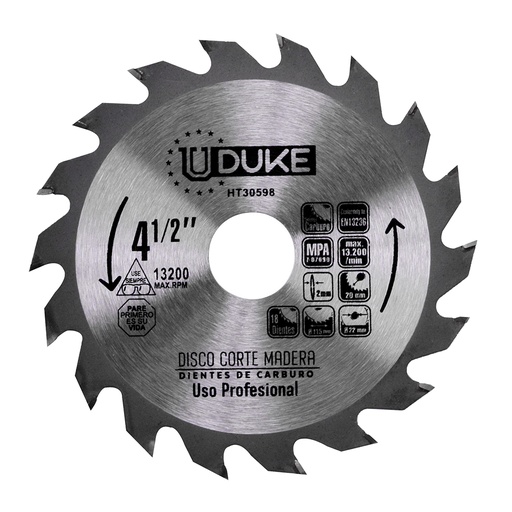 [10138] DISCO MADERA UDUKE PROFESIONAL (4 1/2X 18) DMA115 (HT30598)