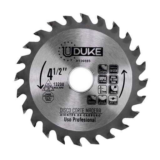 [10135] DISCO MADERA UDUKE PROFESIONAL (4 1/2X24) DMA116 (HT30595)