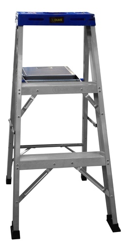 [13643] ESCALERA DE ALUMINIO 2 PELDANOS CAP 150 KILOS USO INDUSTRIAL UDUKE CON PLATAFORMA (HT1312)